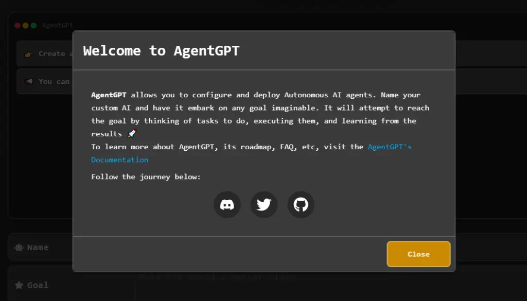 agentgpt interface