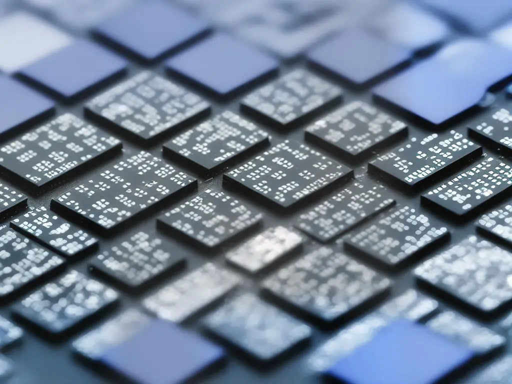 Image of computer chips representing the concept of AI model scaling.