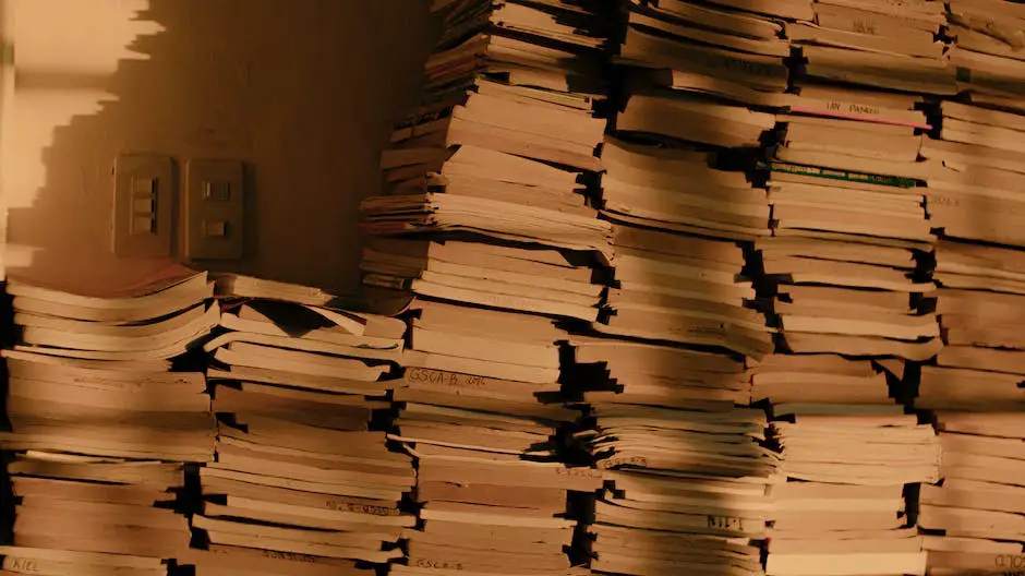 A robot looking over a stack of paper documents, representing the power of GPT Transformers to analyze and process large amounts of text data.