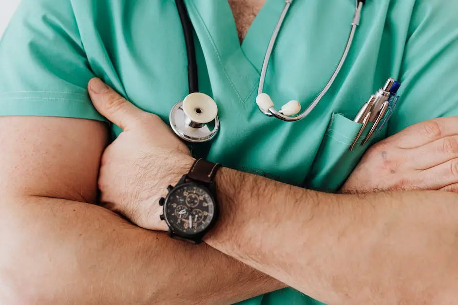 Illustration of a robot hand holding a stethoscope and interacting with a patient. PNG