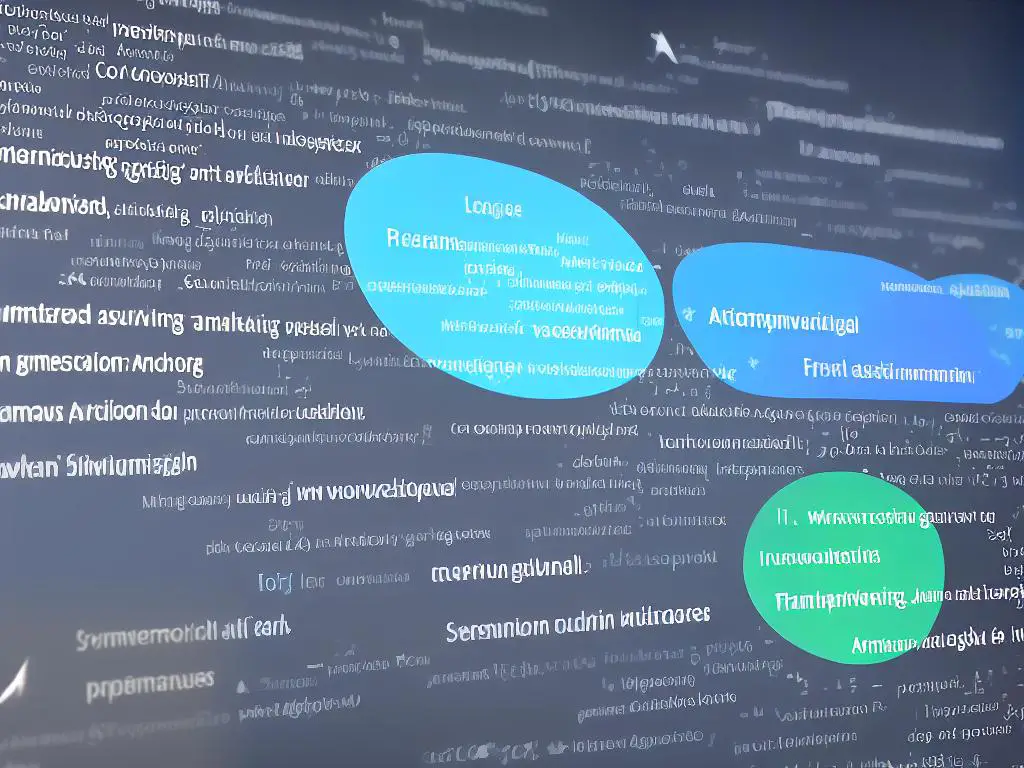 An image showing text being processed with various algorithms and being output as a summary, translation, chatbot response, sentiment analysis, and writing assistance.