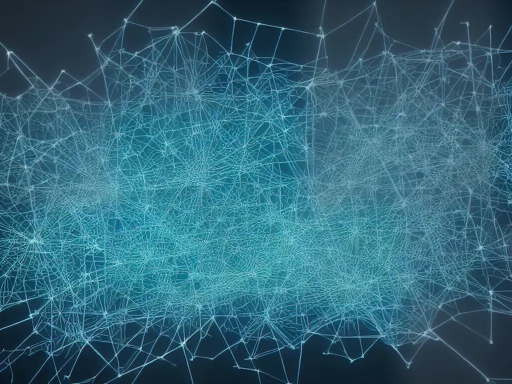 A picture of a neural network structure with input layers, output layers and hidden layers interconnected with lines.