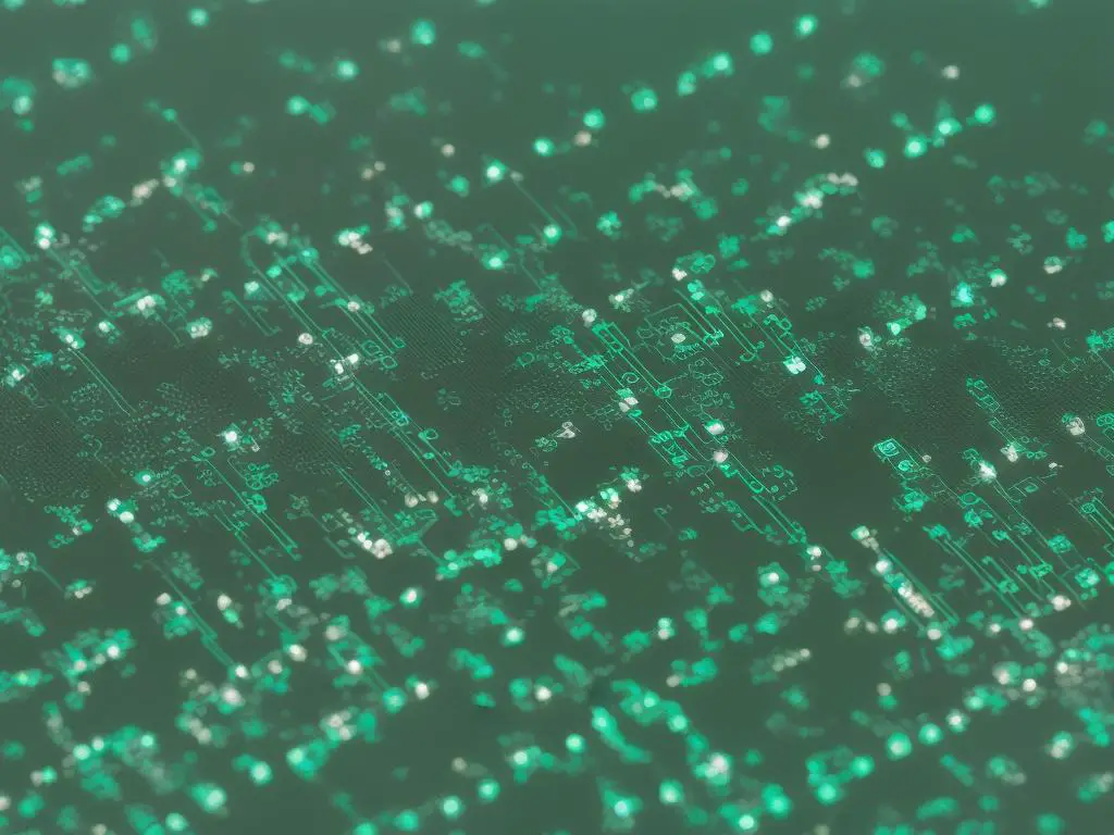 A computer chip with circuit board paths that connect it to a grid, representing quantum computing technology.